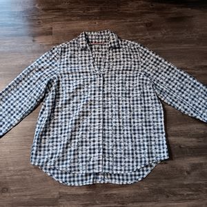Tommy Hilfiger Women's Blue Plaid Button Down Size XL